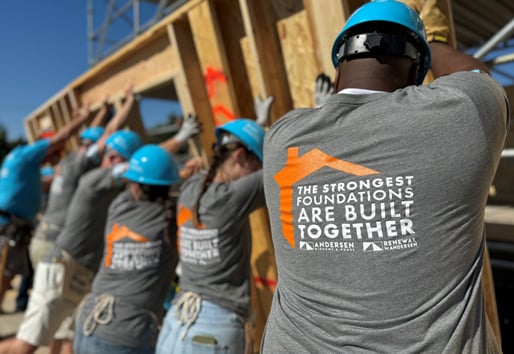 Habitat 4 humanity build site with employee volunteers