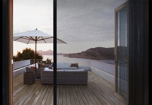 screen door open to outdoor patio