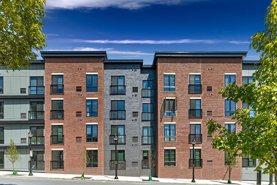 Mixed building materials apartment building