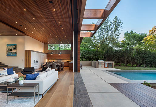 Indoor Outdoor Living Pool to Living Room Sliding Door Connection