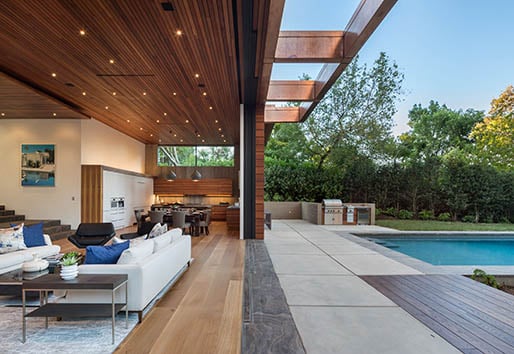 Indoor Outdoor Living Pool to Living Room Sliding Door Connection