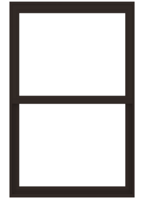 andersen 100 series single-hung window with dark bronze trim