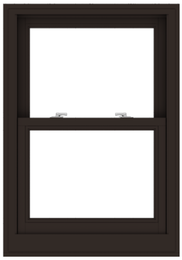 andersen e series double-hung window with dark bronze trim
