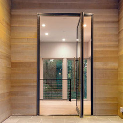 exterior view of dark Andersen pivot entry door