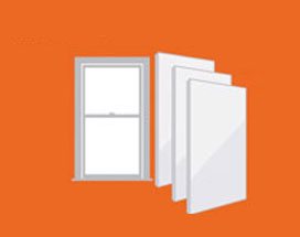 illustration with orange background showing andersen triple-pane glass