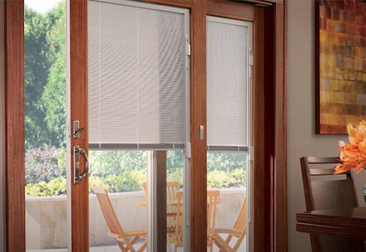 400 Series Frenchwood Gliding Patio Door with Blinds Between Glass