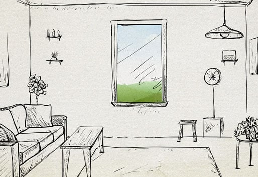 Animated sketch of bedroom with color window how to enlarge windows 