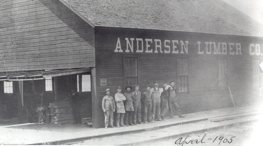 vintage black and white photo of andersen building