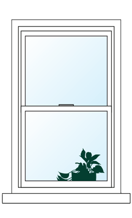 illustration of double-hung and single-hung window