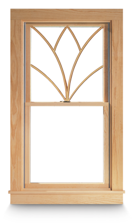 illustration of custom grilles on wood window