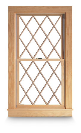 illustration of diamond grilles on wood window