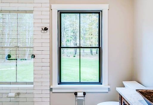 Andersen windows in white bathroom