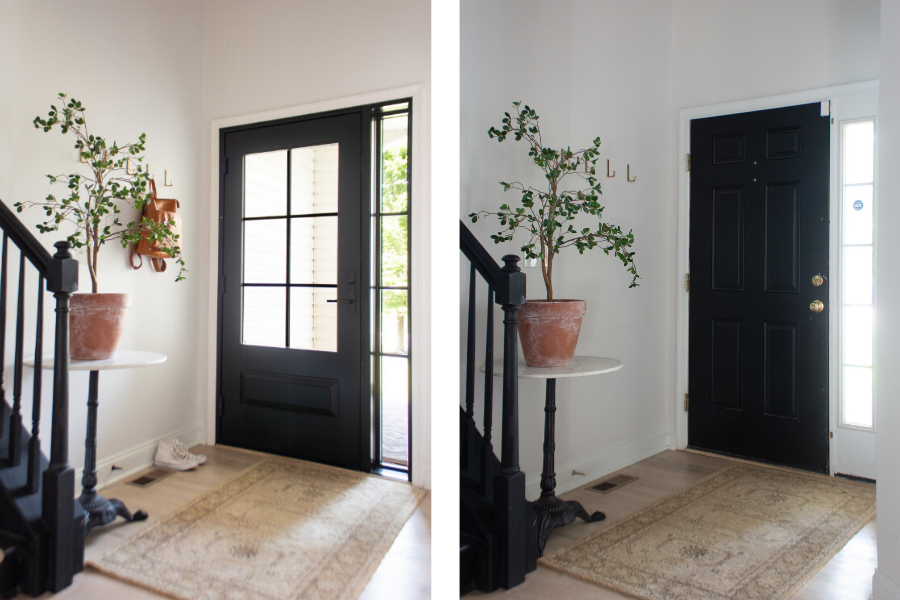 Before and after of Cass Smith's interior: Andersen residential entry door
