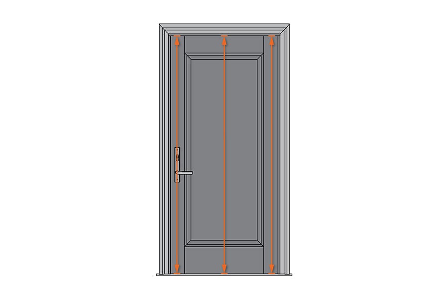 An illustration of a front door showing where to measure the panel height. 