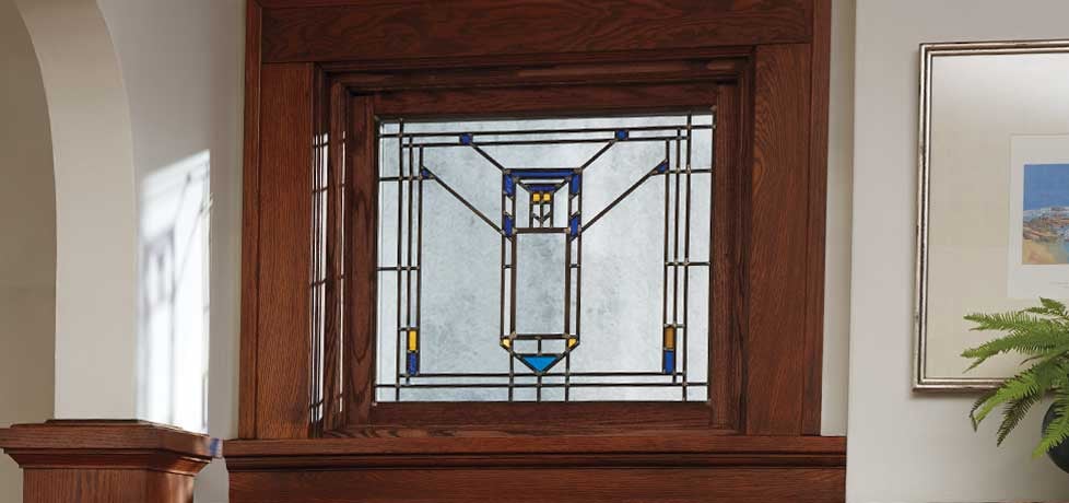 traditional window with decorative glass