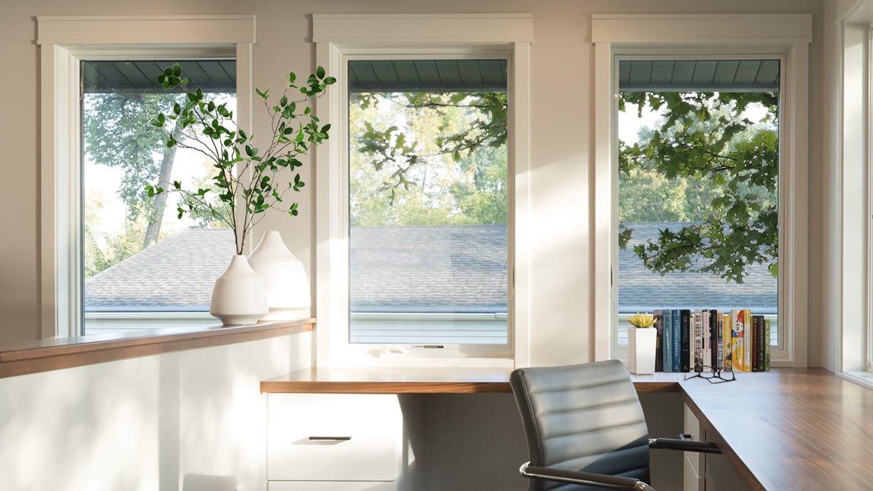 office inside house with andersen 400 series casement windows