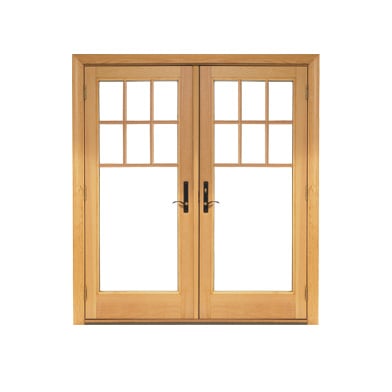 illustration of andersen wood hinged patio door with grilles