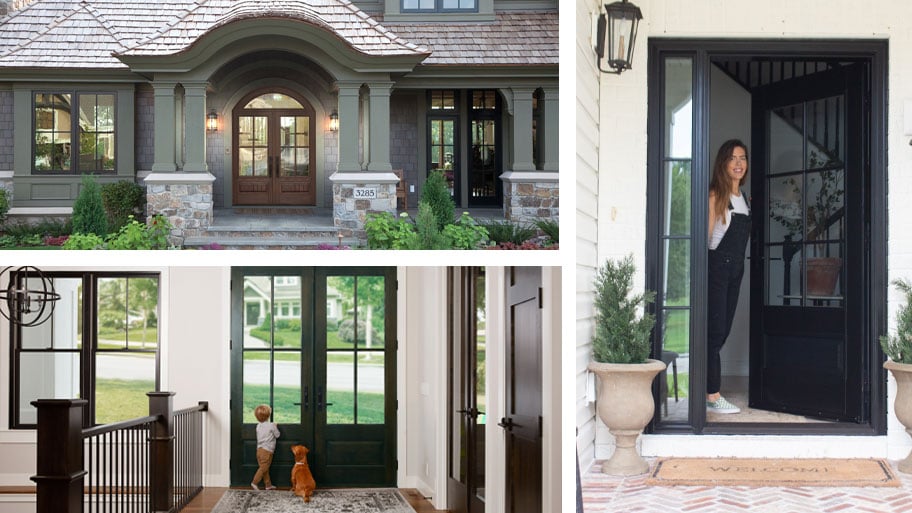 Collage featuring Andersen Entry Door products