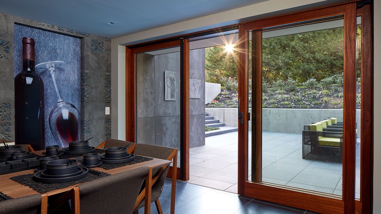 interior view of Livingroom with andersen liftslide doors