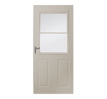 illustration of andersen tan half light storm door with two panel option
