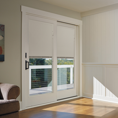 Blinds Between The Glass Andersen Windows, Window Treatments For Sliding Doors With Side Windows And