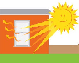 illustration of sun shining on window with andersen low-E4 sun glass