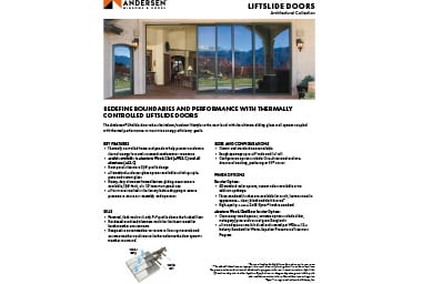 Andersen Liftslide Door Informational Sheet