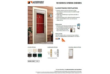 10 3/4 Light Panel Storm Doors Info Sheet