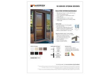 10 Fullview Interchangeable Storm Doors Info Sheet