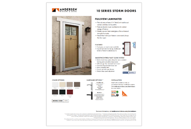 10 Fullview Laminated Storm Doors Info Sheet