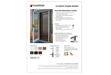 10 Fullview Retractable Storm Doors Info Sheet