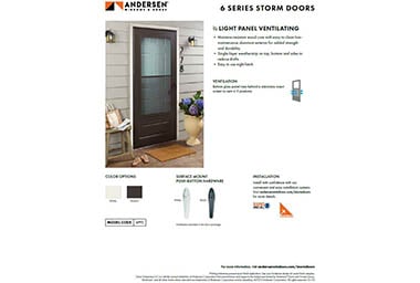 6 Series 3/4 Light Panel Storm Door Info Sheet