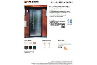 6 Series Fullview Interchangable Storm Doors Info Sheet