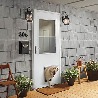 Half Light Storm Door With Pet, Sliding Screen Door With Cat Door Built In