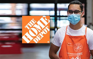the home depot logo with worker