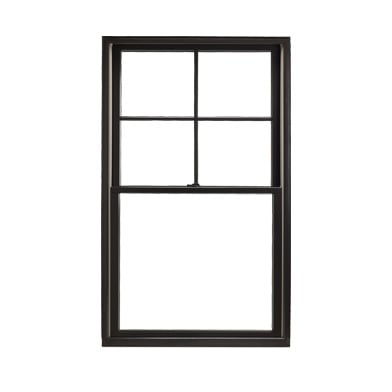 Black Andersen double-hung window with grilles.