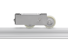 close up of roller hardware for sliding patio door