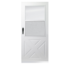 Partial light half ventilation storm doors